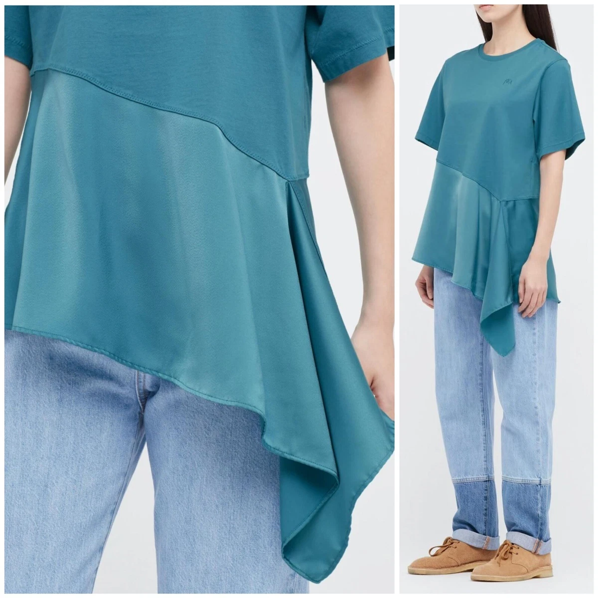 Asymmetric Denim Short Sleeve Shirt