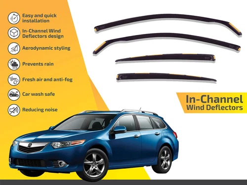 In Channel for Acura Tsx Sport Wagon 2011-2014 wind deflectors visors rain guard