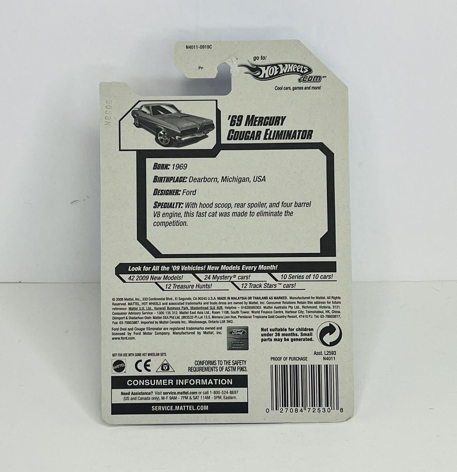 Hot Wheels '69 Mercury Cougar Eliminator 2009 New Models 08/42 Blue NEW thumbnail 6