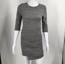 Zara Trafaluc Womens Sheath Dress Gray Heathered Ruched Crew Neck 3/4 Sleeve M