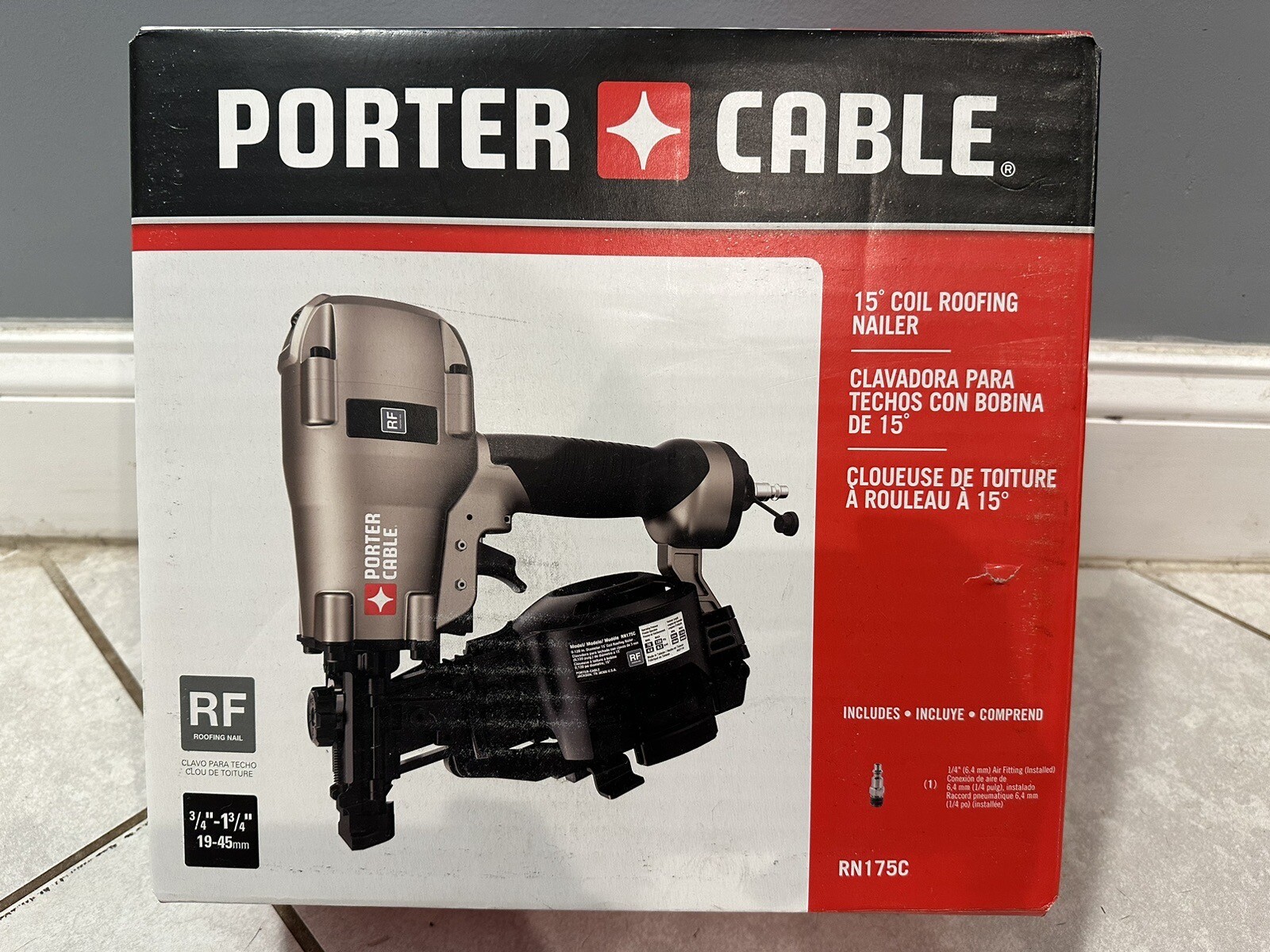 PORTERCABLE+RN175C+15Degree+Pneumatic+Coil+Roofing+Nailer for sale