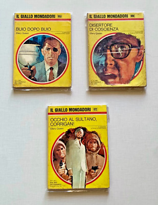 ELLERY QUEEN, DER GELBE MONDADORI - LOT VON 3 ROMANEN, NR. 1053 + 1090 + 1172 - 1969/'71