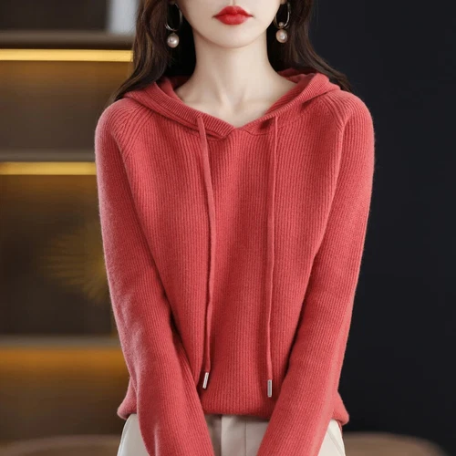 Damen Strick Pullover Hoodie Langarm Slim Fit Komfort Freizeit Pulli Mode - Bild 19 von 38