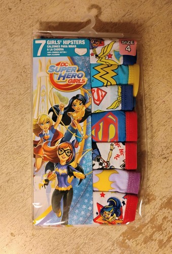 DC Super Hero Girls Girls' Panties/Hipsters, 7 Pack, Size 4, 100% Combed Cotton - Picture 2 of 9
