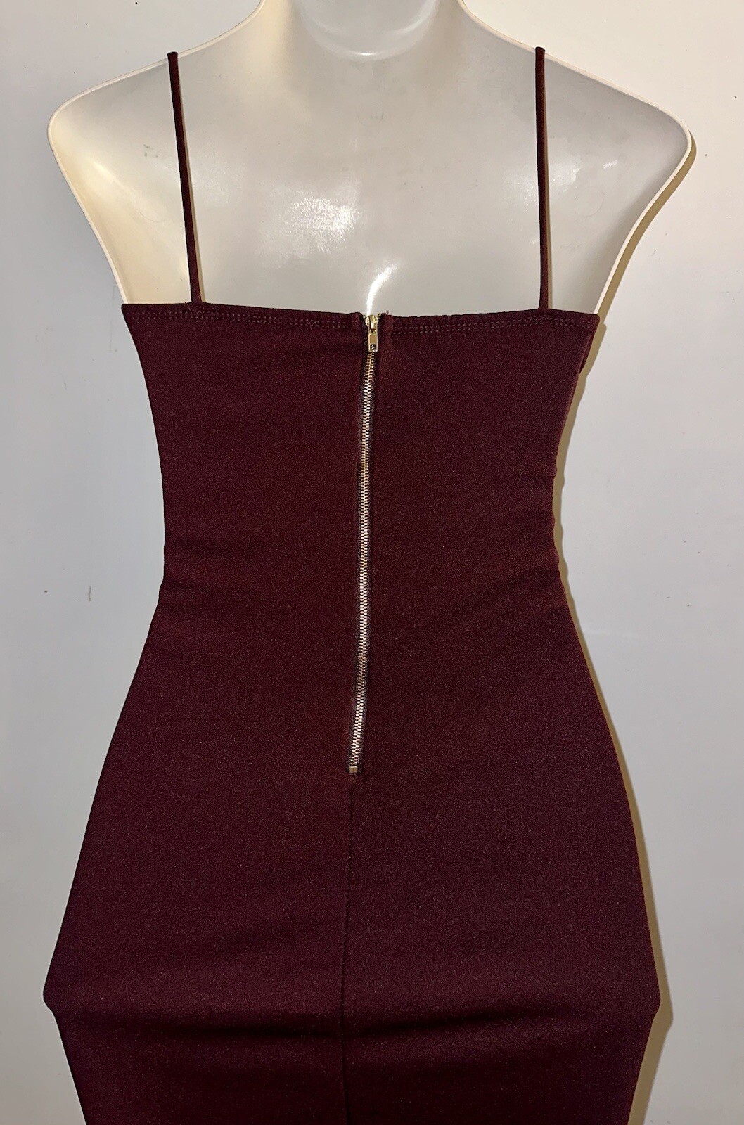 Maroon MIND CODE Spaghetti Strap Back Zip Mini Dr… - image 4