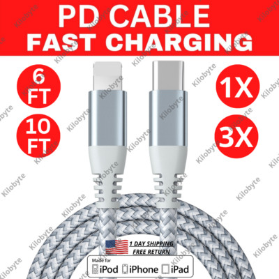 For Apple iPhone 14 13 12 11 XR 8 7 6 PD USB Type C to iPhone Fast Charger Cable
