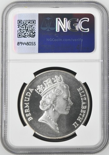 1985 BERMUDA SILVER DOLLAR S$1 CRUISE SHIP TOURISM - NGC MS68 - Picture 2 of 2