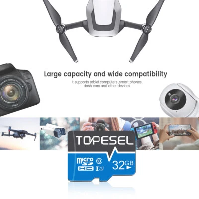 Topesel Ultra Micro SD Card SDHC 32GB Class 10 TF Card Memory Flash Card Blue