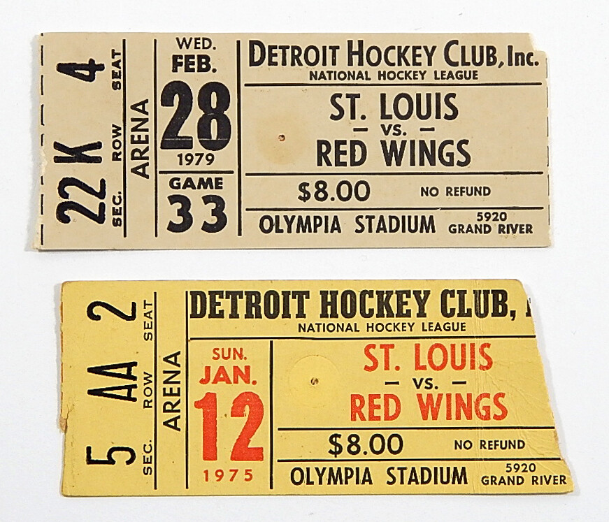 Lot of (2) Detroit Red Wings VS St. Louis Blues Ticket Stubs 1/12/75 2/28/79 eBay