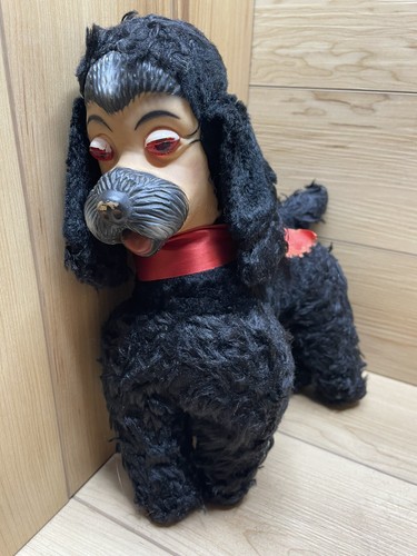 Giocattolo Carnevale Vintage Imbottito Peluche Animale Barboncino Cane Gomma Dipinto Viso 10"" Lng - Foto 2 di 11