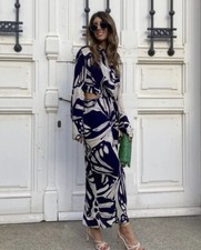 ZARA NWT WOMEN SS22 PRINTED CUT-OUT MIDI DRESS BLACK/WHITE 2822/159
