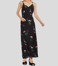 $119 Vince Camuto Women's Black Sleeveless Floral V-Neck Maxi Dress Size 14