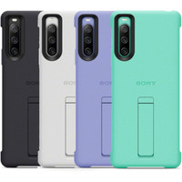 Sony Xperia 10 IV Style Cover Case with Kick Stand Durable Black Blue Purple