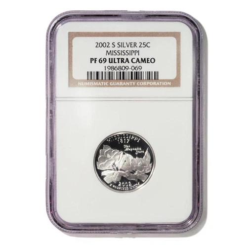 USA Mississippi State Quarter 2002 S Silver Proof NGC PF 69 Ultra Cameo