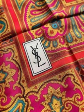 Yves Saint Laurent Unused Silk Scarf YSL 85 85cm Red Paisley