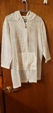 WOMENS MESH BEACH COVERUP WITH HOODIE - WHITE - DREAM BEACH - MEDIUM