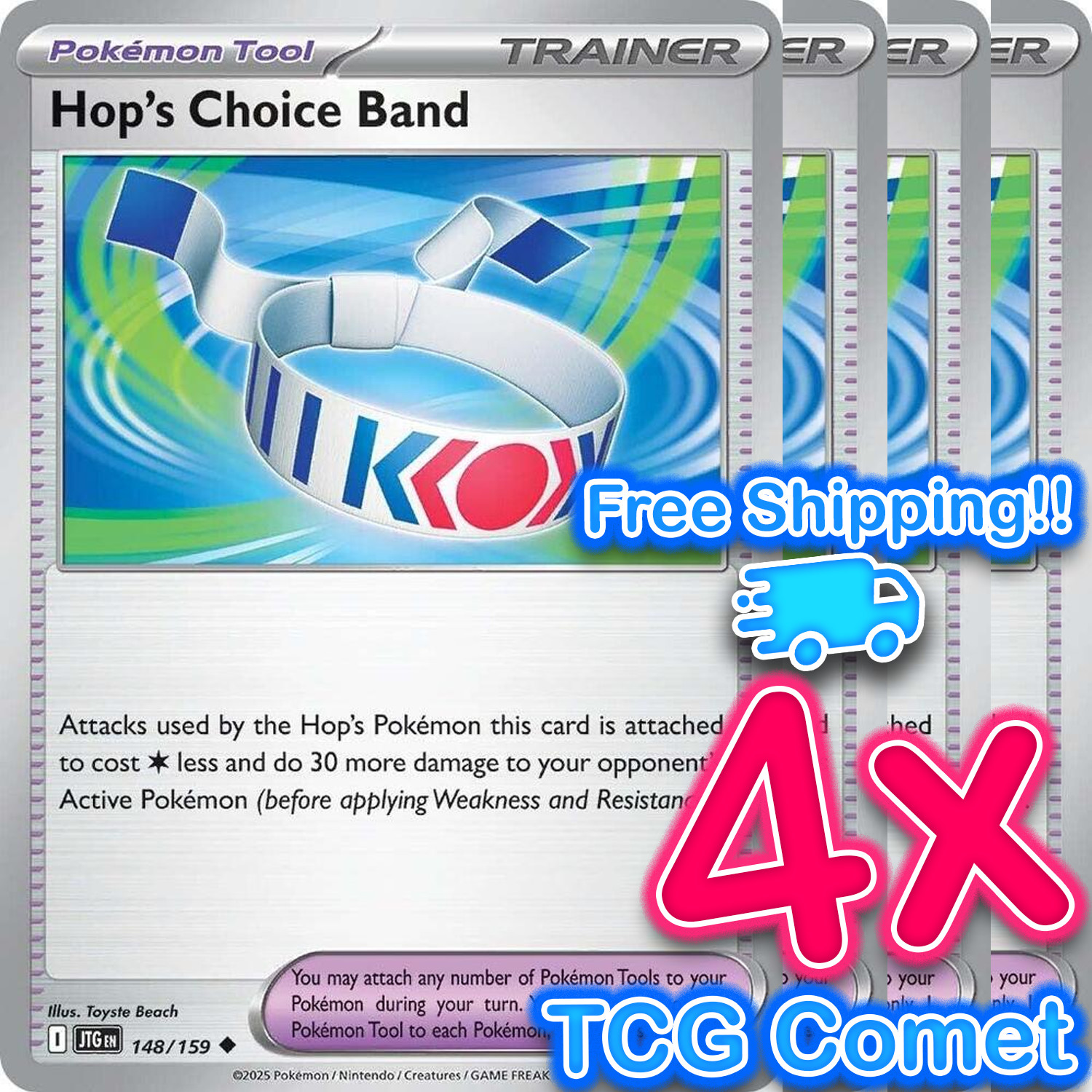 [4x Playset] Hop's Choice Band 148/159 - SV09: Journey Together - Pokemon TCG