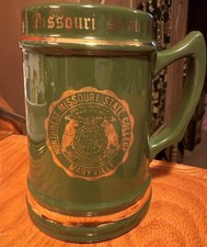 Vintage Missouri State Stein Beer Mug Green Gold Made In USA