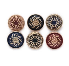 Round Carved Metal Shank Buttons Scrapbooking Clothing Craft Accessories 5Pcs