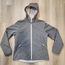 Kirkland Jacket Womens Large Gray Fleece Lined Rain Shell Hooded Windbreaker