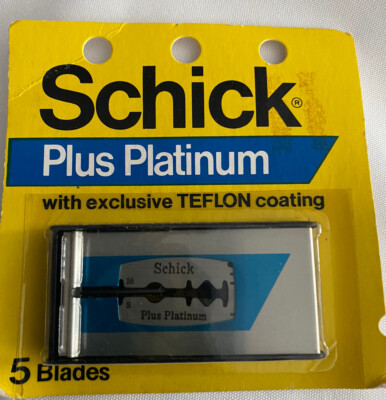 Vintage NOS Schick Plus Platinum Razor Blades /Teflon Coating/ Pkg of 5 Blades
