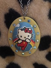 HELLO KITTY acrylic rhinestone NECKLACE Sanrio Y2K SuperHero STATEMENT rainbow