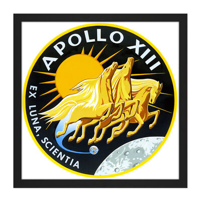 Space NASA Apollo 13 Mission Emblem Badge Patch Square Framed Mountless Wall Art
