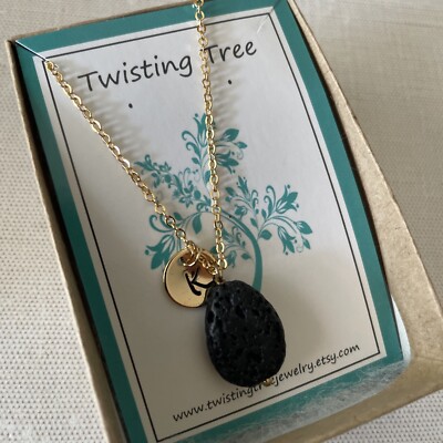 Monogram  K  18  Aromatherapy Necklace Gold Tone Made By Twisting Tree Jewelry