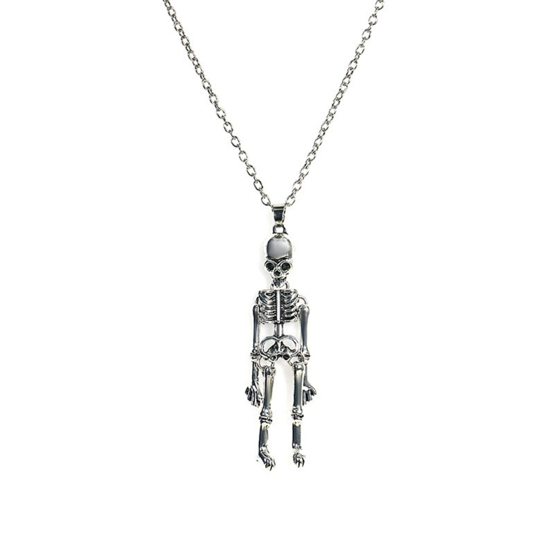 Skeleton Necklace Punk Pendant Necklace Jewelry for Unisex Party Home Decor