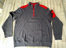 BUGATCHI Sweater Mens Size XL Black Red Quarter Zip