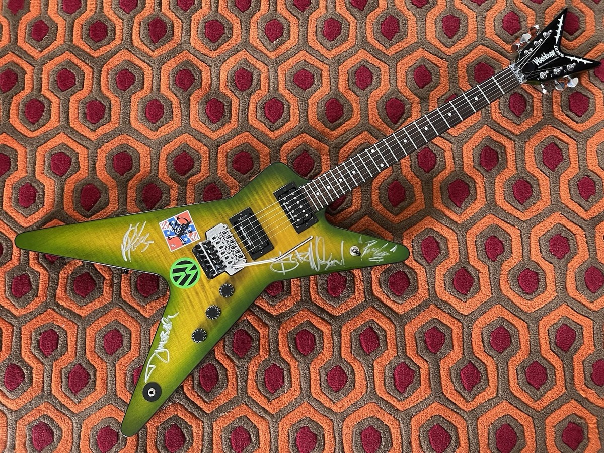 値下げ!!Washburn ?? DIMEモデル。リフィニッシュ?? WASHBURN DIMEBAG DARRELL DIME SLIME 333 SIGNED GUITAR VINNIE PAUL
