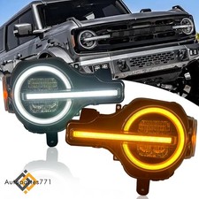 Pair LED Sequential Headlights For 2021-2024 Ford Bronco Animation Front Lamps