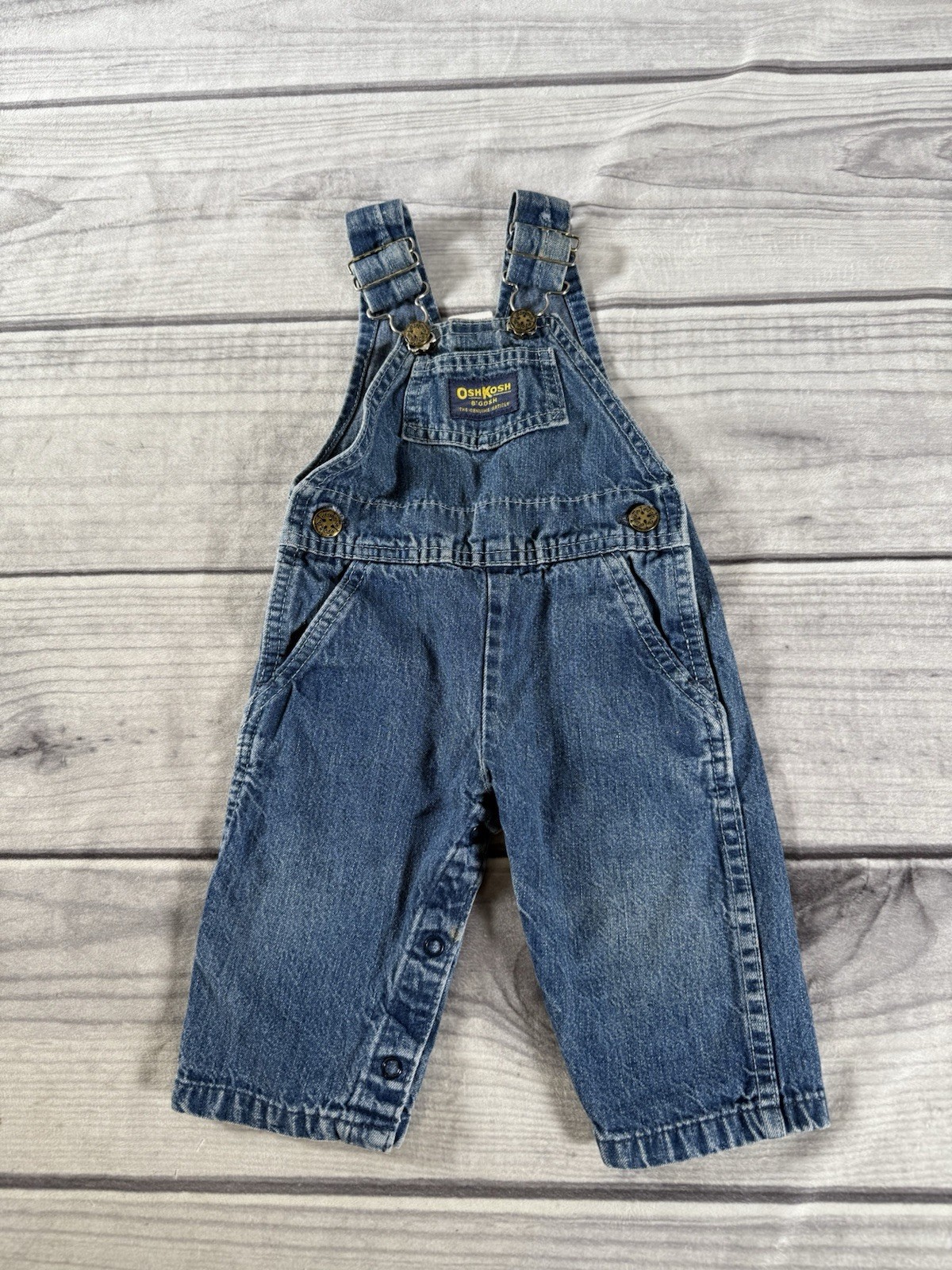 Vintage Oshkosh Bgosh Overalls Denim Baby 9 months Blue Vestbak USA Made