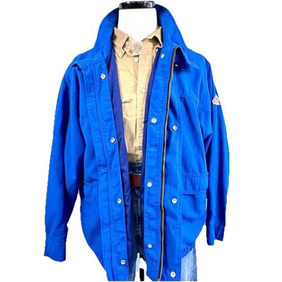 Vintage Bulwark Nomex IIIA FR Jacket Mens XL Blue Hooded Workwear Lined 90s
