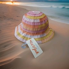 Baby Cat  Jack Girls Pastel Multicolor Lined Chin Strap Bucket Sun Hat 0-12 M