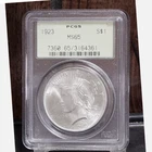 :1923-P SILVER PEACE DOLLAR FLASHY BLAST WHITE PCGS GEM BU MS65 HIGHEST GRADES