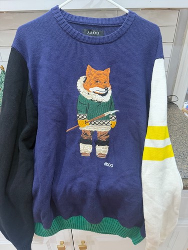 akoo eskimo fox multicolored sweater xl