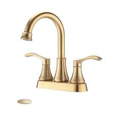 4 in Centerset Double Handle Bath Faucet with Pop-Up Sink Drain in Brushed Gold