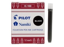 Pilot Namiki IC100 Fountain Pen Ink Cartridge, Black 12 per Pack