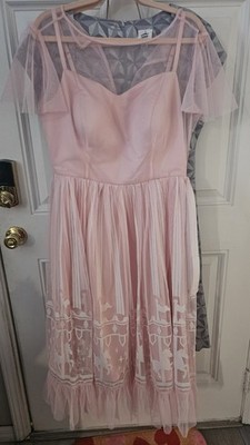 The Dress Shop Carousel Dress Pink Tulle Midi Fit & Flare Size 14 Boat Neck