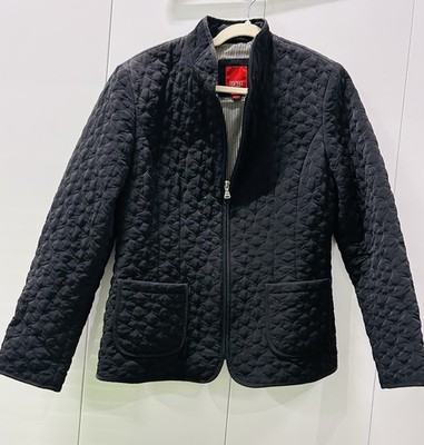 Esprit Outerwear Women's Quilted Black Zip Up Jacket Size Large