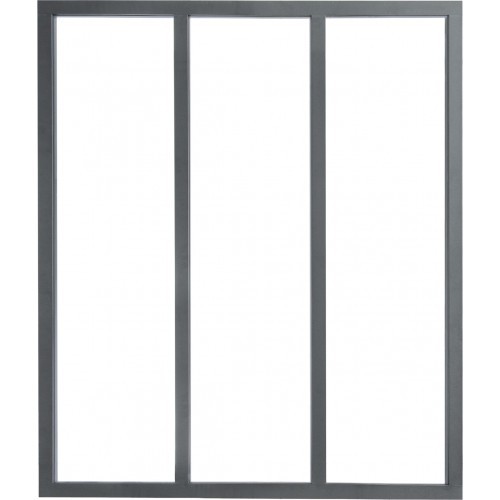 Verrière intérieure 3 carreaux 108 x 93,2 cm gris kit atelier cloison vitrée