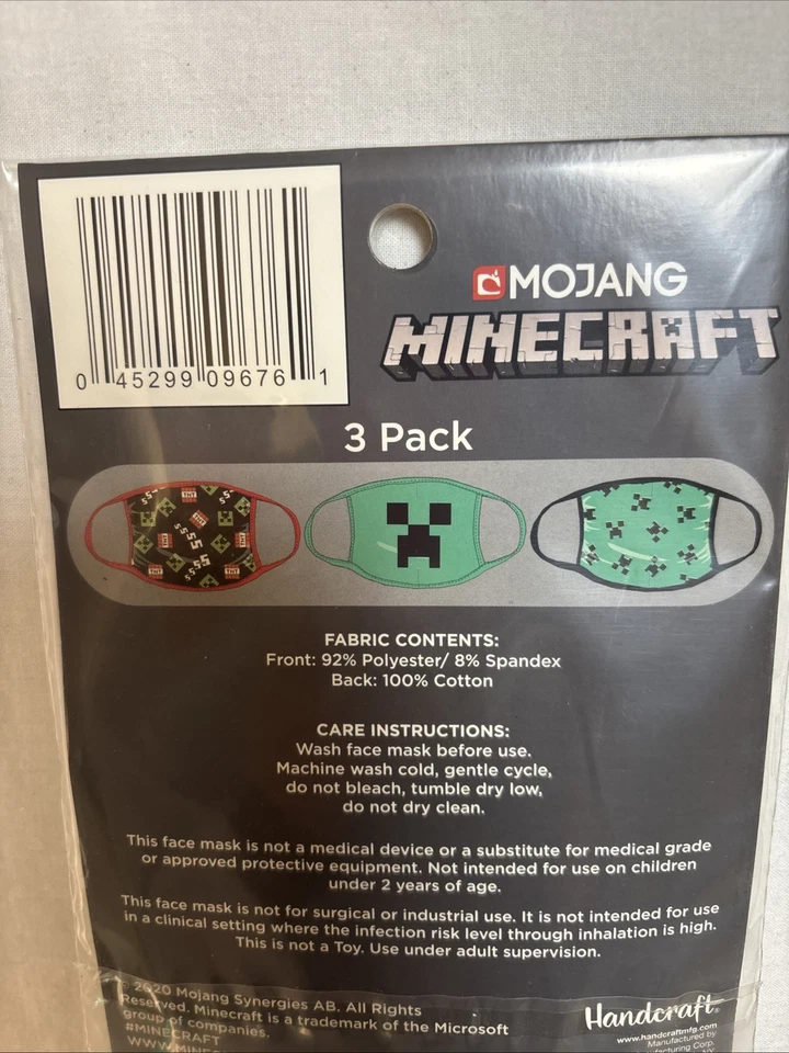 Minecraft Washable Children’s Face Mask 3 pack 761 - Image 4 of 4