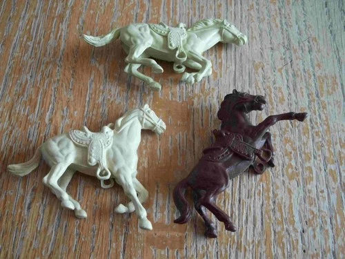 1950's MARX Alamo Playset set of 3 Saddled Western Horses