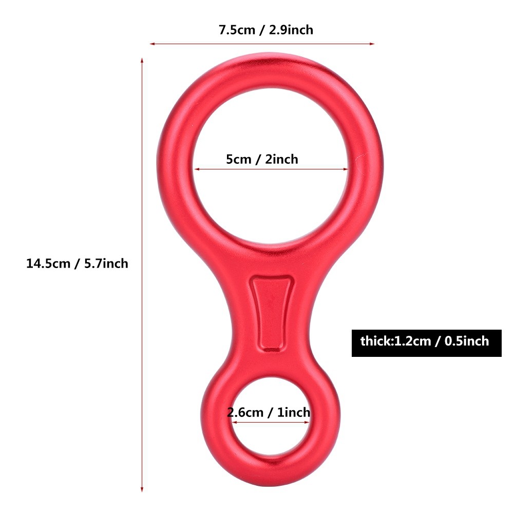New 35KN Figure 8 Word Rope Descender Rappel Ring Rock Climbing Rescue Gear