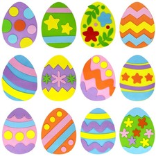 24 Pcs Foam Easter Eggs for Crafts Easter Foam Stickers Crafts Party Favors S...