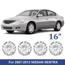 4pcs 16" Hubcaps Wheel Rims Cover For 2007-2012 NISSAN SENTRA Bolt-On Chrome 