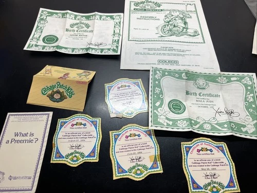 Vtg Cabbage Patch Kids Birth Certificate Adoption Papers Manual Pamphlet Lot R3