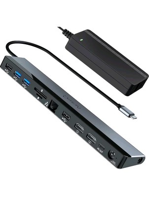 USB C Docking Station Dual Monitor with 96W Adapter: NewQ 12-in-1 Thunderbolt 3 