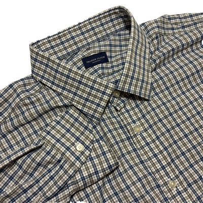 Proper Cloth Shirt 20/35 Blue Gray Check Performance Blend Non Iron